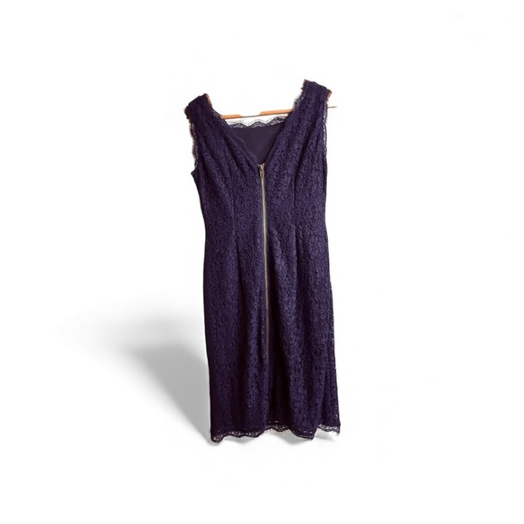 Adrianna Papell Deep Purple Lace Midi Dress 4P - Picture 2 of 6